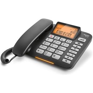 Gigaset DL580 - Telefono a Filo - Ampio Display e Tasti Ergonomici - 99 Contatti - Visualizzazione Chiamata Tramite LED, Nero [Versione Italiana]