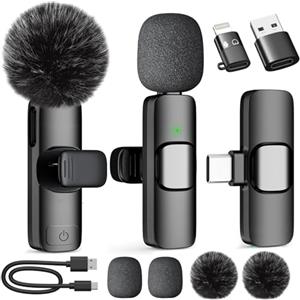 NXPZ Microfono da Collo Wireless, Mini-Microfono a Clip Plug-and-Play con Riduzione del Rumore, Compatibile con iPhone, Android, Perfetto per Registrazione Video, TikTok, YouTube, Streaming Live