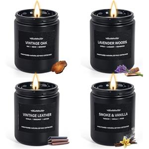 Yinuo Candle Candele Profumate per Uomini, Set di Candele Profumate di Soia per Casa Lui, Confezione da 4 Candele Maschili Regali per la Festa del Papà, Regali per Uomini