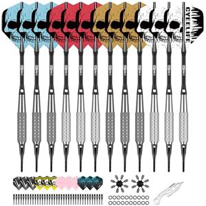 CyeeLife Freccette per freccetta con Punta in plastica, Set di 12 Freccette Soft Darts per Bersaglio Elettronico, Freccette Soft Darts Professionali da 15/17 Grammi