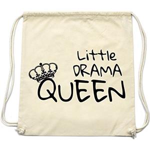 PREMYO Borsa da Palestra Sacca Zaino Sportiva con Scritta Stampa Drama Queen Borsone Zainetto Chiusura a Cordoni Gym Bag Tela Cotone Naturale