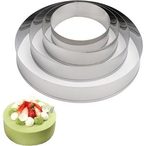 Rairsky Set di 4 Coppapasta Set Anelli Torte Acciaio Inossidabile Stampi per Biscotti Taglia Torta 7.5/9.5/12/15cm, Emporte Piece Rond Coppapasta Tondi Taglia Torta Dolci Formine Anello Mousse Chiffon Cake