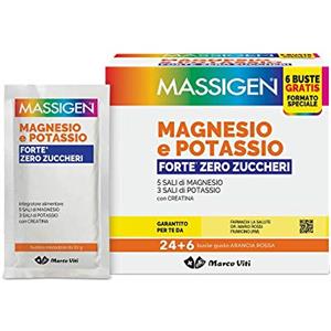 PromoPharma Massigen, Magnesio e Potassio Forte, Integratore 24+6 Bustine Gratis (1)