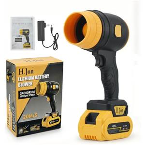 Hoyiyobi Soffiatore Foglie a Batteria, Soffiatore Elettrico per Soffiare Foglie 34000rpm, 20 M/S, Regolazione Continua Della Velocità, Soffiante Turbo per Asciugatura Giardino Polvere Neve Pulizia Angoli(001)