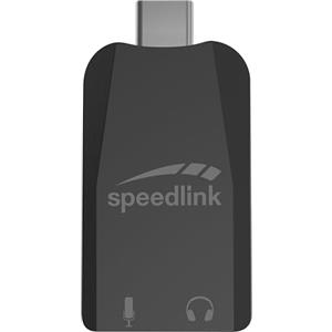 Speedlink VIGO USB-C - Scheda audio esterna Adattatore USB con ingresso microfono e cuffie, da USB-C a jack da 3,5 mm, PC/PS5/Switch2/Switch, nero