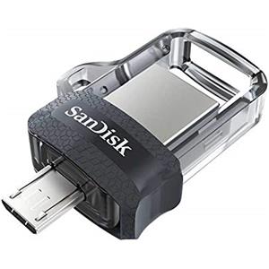 SanDisk Unità micro USB SanDisk Ultra Dual m3.0, memoria smartphone da 128 GB (archiviazione mobile, USB m3.0, doppia porta retrattile, velocità di trasferimento 150 MB/s, chiavetta USB 3.0)
