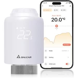SALCAR WIFI Termostato si Connettono Direttamente TRV603 Valvole Termostatiche per Termosifoni Compatibili con Amazon Alexa & Google Assistant Valvola Termostatica Programmabili Tuya