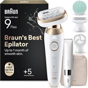Braun Silk-Épil 9 Flex Epilatore Elettrico Donna, Accessori, 9-481 3d Oro | SkinSpa, Testina Flessibile a 360° per Epilazione Semplice, Impermeabile, Batteria Ricaricabile, Pelle Liscia a Lungo