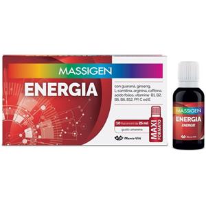 Marco Viti Massigen Energia - Integratore Tonico Energetico con Vitamine e Guaranà, 10 Flaconcini da 25 ml