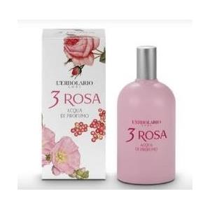 L'Erbolario 3 Rosa Acqua Profumo 50 ml - Fragranza Femminile con Rosa Centifolia e Pepe Rosa