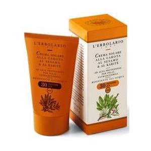 L'Erbolario Crema Solare Carota, Sesamo e Karité SPF30 125 ml per Pelli Ultrasensibili