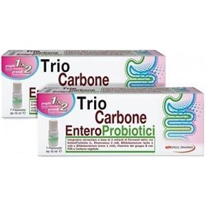 POOL PHARMA Trio Carbone EnteroProbiotici - Integratore per l'equilibrio della flora intestinale - 7 flaconcini da 10 ml