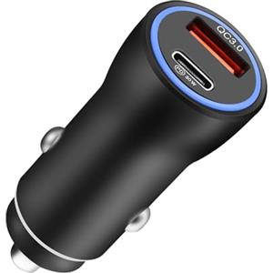 Hoppac Caricabatterie Auto, Caricatore Presa USB C Fast Charge, Doppia Porta, Accessori Accendisigari QC 18W, PD 30W Caricabatterie Per iphone Pro/Max14/13/12/Samsung/Huawei/Xiaomi