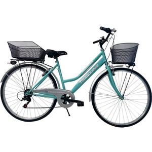 MADICKS Bicicletta Donna da Passeggio Olanda Misura 28 Bici da città Vintage retrò con Cestino Tiffany Turchese Con Cambio (Cestino Anteriore e Posteriore in Ferro)