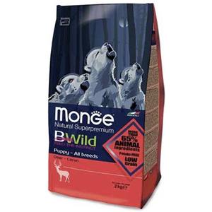 Monge Bwild Crocchette per Cani Puppy al Cervo - 2,5 Kg, Alto Contenuto Proteico e Senza Grano