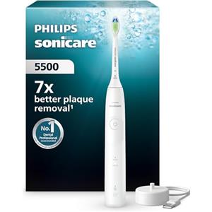 Philips Sonicare 5500, spazzolino elettrico sonico con 1 livello di intensità, avviso di pressione, EasyStart, Smartimer e BrushPacer, bianco, modello HX7110/01 [Nuova tecnologia]