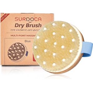 SURDOCA Spazzola per il corpo a secco per drenaggio linfatico, scrub per il corpo bagnato e asciutto, spazzola esfoliante naturale, blu