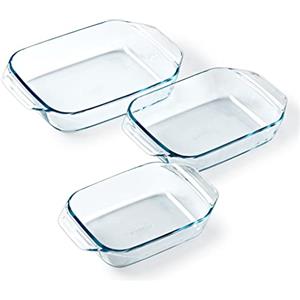 PYREX Set 3 pirofile da forno - PYREX - Vetro - Rettangolari - Irresistibili - 20-25-28 cm