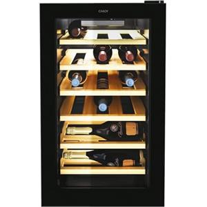 Candy DiVino CWC 021 ELSP/NF Cantinetta Vino, 21 Bottiglie, App hOn con Tecnologia Vivino, Ripiani in Legno, Monozona, 39 dB, Classe G, 40x55x70 cm, Nero [Classe di efficienza energetica G]