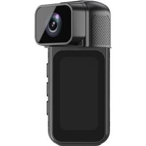 Lecreatekit Action Camera, 4K per mini fotocamera per il corpo con design portatile indossabile per lavoro e viaggi, HD per videocamera in bicicletta a 360 gradi per panorama (nero)