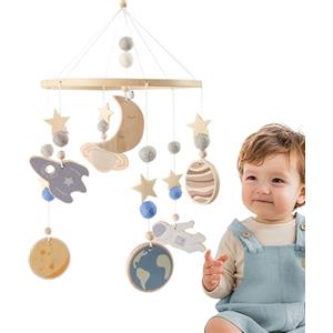 Generico Mobile Per Culla | Decorazione Legno Camera Bambini - Giostrina Rotante 360 Gradi Spaziale Stimolazione Visiva Sonno Neonato Giochi Notturni Asilo