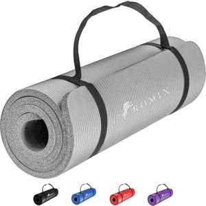 ROMIX Tappetino Yoga Antiscivolo, 10mm Tappetino Palestra Spesso Professionale con Borsa Per il Trasporto, Resistente Al Sudore Tappeto Pilates, Materassino Yoga Ideale per Ginnastica e Fitness a Casa