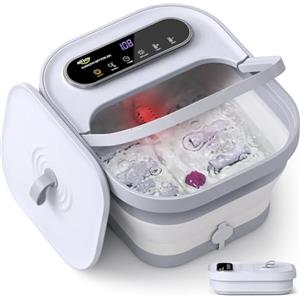 ALLJOY Pediluvio Massaggiatore Piedi Pieghevole, Termica Foot Spa per Alleviare Il Dolore, Idromassaggio Piedi 24 Temperatura, Pietra Pomice, 6 Timer, 6 Rulli Massaggianti, Luce Rossa Regali di Natale
