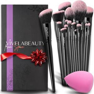 VivelaBeauty Set Pennelli Make Up 18 Premium synthetic pennello trucco, Kit professionali per fondazione cipria fard ombretto, Pennelli make up, Pennelli trucco make up, Ideale per regalo Compleanno San Valentino.
