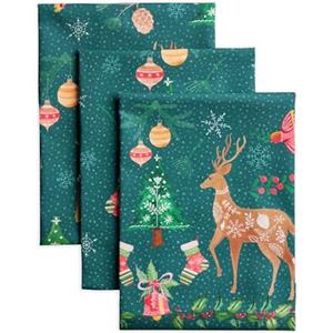 Maison d' Hermine Maison d'Hermine - Set di 3 asciugamani da cucina, 100% cotone, 70 cm x 50 cm, riutilizzabili, in tessuto, assorbenti, con passante per appendere, decorazione natalizia (Hygge Christmas)