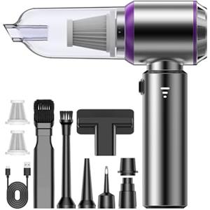 KITBEZN Aspirabriciole Senza Fili, 26KPa Aspirapolvere Auto Portatile, 3 Velocità Aspirapolvere Auto con Potente Aspirazione, Mini Aspirapolvere Ricaricabile per Auto, Casa, Ufficio (Viola)