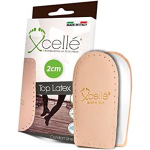 Xcellé Mezzi plantari alzatacco in lattice e pelle morbido rialzo di 2 cm per dolori al tallone fascite plantare per scarpe uomo donna comfort e sollievo 2 pz (39/42)