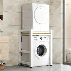 NWRYSM Mobile Sopra Lavatrice Salvaspazio Mobile Sopra Lavatrice e Asciugatrice Mobile Sopra Lavatrice Capacità di Carico 400kg Senza Montaggio a Parete o Foratura (Noce, Bianco)