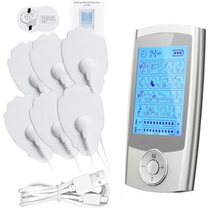 JUMPER TENS Professionale Elettrostimolatore Muscolare, Dispositivo di Terapia Ricaricabile, 16 Modalità di Dolore, 20 Livelli di Intensità per 2 Utenti, TENS per la Riduzione del Dolore (argento)