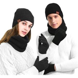 CHmiss Invernali Cappello Sciarpa E Guanti Touch Screen, Touch Screen Invernali 3 Pezzi, Berretto In Maglia Scaldacollo E Guanti Per Uomo Donna,Invernale Set