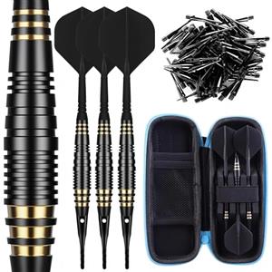 CyeeLife Freccette Professionali Punta Plastica,Set di 3 Freccette Morbide per Bersaglio elettronico con 30 Punte per Freccette Extra e Borsa da PU