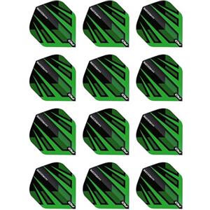 RED DRAGON Hardcore Radical Green & Black Fan Flights - 4 set per confezione (12 freccette in totale)