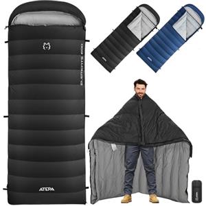 ATEPA Sacco a Piume da Trekking ATEPA 0°C, 3 in 1 Leggero, Formato Rettangolare Largo, Confort 4°C/Limite -1°C, con Sacco a Compressione per Escursionismo, Campeggio e Viaggi con Zaino