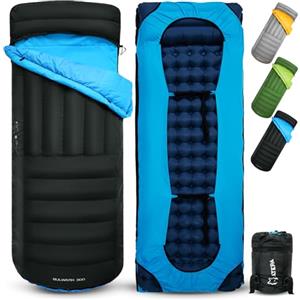 ATEPA Sacco a pelo in piuma, sacco a pelo per esterni per calore e idrorepellente, 3 in 1, adatto per 3 stagioni, ideale per adulti in viaggio, campeggio, può essere combinato con un tappetino
