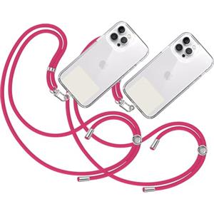 TBOC 2X Cordino Catenella Laccio Strap Porta Cover [Fucsia] con Toppa Plastica [Bianco Ice] per Telefono Cellulare Collo - Tracolla Catenina con Cordini da Cellulari Accessori Universale Laccetti