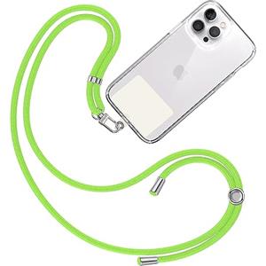 TBOC Cordino Catenella Laccio Strap Porta Cover [Fluoro Verde] Toppa di Fissaggio [Bianco Ice] Telefono Cellulare Collo - Tracolla Catenina con cordini Accessori Telefoni Universale Laccetti