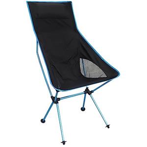 Gearific Sedia da campeggio pieghevole leggera con schienale alto, sedia da campeggio per esterni, zaino portatile, per campeggio, spiaggia e viaggi con borsa compatta (blu)