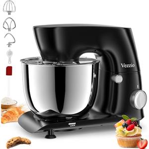 Vezzio Impastatrice Planetaria, 1500W Robot da Cucina Multifunzione, 5.5L 10 Velocità Impastatrice Professionale con Frusta, Gancio per Impastare, Frusta per Dolci, Ciotola di Acciaio Inossidabile