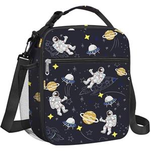 Clastyle Borsa Termica Porta Pranzo Bambini Scuola Spazio Borsa Frigo Piccola Ragazzo Ragazza Stella Portatile, Pianeta Astronauta