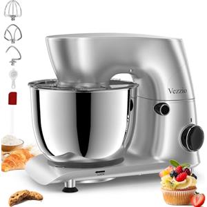 Vezzio Impastatrice Planetaria, 1500W Robot da Cucina Multifunzione, 5.5L 10 Velocità Impastatrice Professionale con Frusta, Gancio per Impastare, Frusta per Dolci, Ciotola di Acciaio Inossidabile