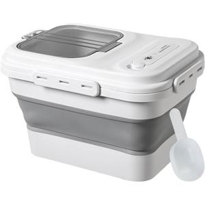RoxNvm Contenitore Crocchette Cane, Porta Crocchette per Cani Pieghevole, Contenitore Crocchette Gatto con Cucchiaio, Dispenser Crocchette Gatto, Contenitore per Crocchette Cane (Grigio)