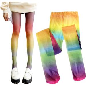SMTCM Collant da donna arcobaleno, opachi, a righe, sottili, sottili, sexy, in nylon, per carnevale, feste a tema, costume per cosplay