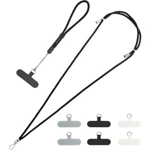 Godneei Phone Strap - Set di cordini/cinturini universali per cellulare: tracolla regolabile, cordino per polso e 6 cuscinetti antiscivolo | Supporto antifurto sicuro
