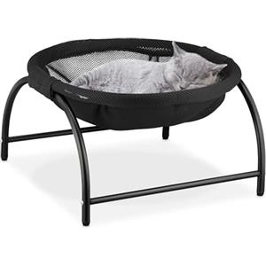 Relaxdays Letto Amaca per Gatti, Cani Piccoli, Cuccia Rialzata Animali Domestici, Lettino a Rete HLP: 25x44x42 cm, Nero