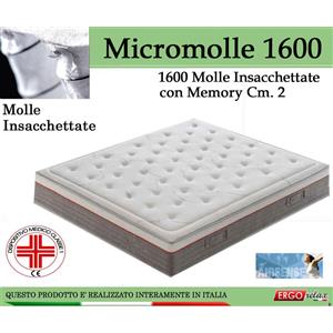 ErgoRelax Materasso Molle Insacchettate Mod Micromolle 1600 con Memory Matrimoniale da Cm 160x190/195/200 -Ergorelax