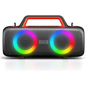 VUOPAX Cassa Bluetooth Portatile, 140W Potente con 2 Subwoofer e 2 Tweeter, Impermeabile IP65 per Esterni, Batteria 24h, Luci RGB, per Feste, Giardino, Spiaggia - Connessioni AUX/USB/TF e TWS